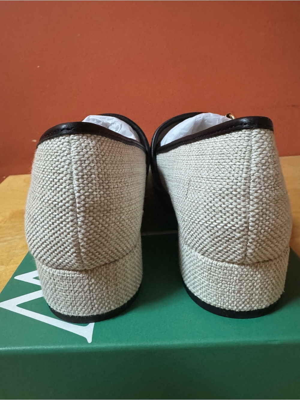 NEW J.Crew Teagan Cream Mary Jane Spanish Canvas Heels with gold buckle detail - Picture 3 of 10